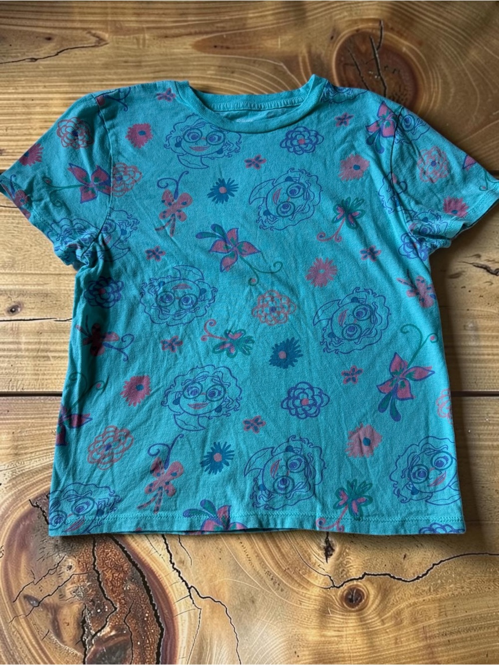 Girls' Floral & Character Teal Short-Sleeve Tee